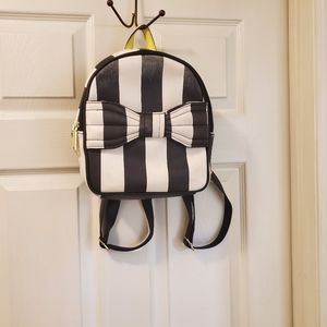 betsey johnson striped black and white backpack with bow